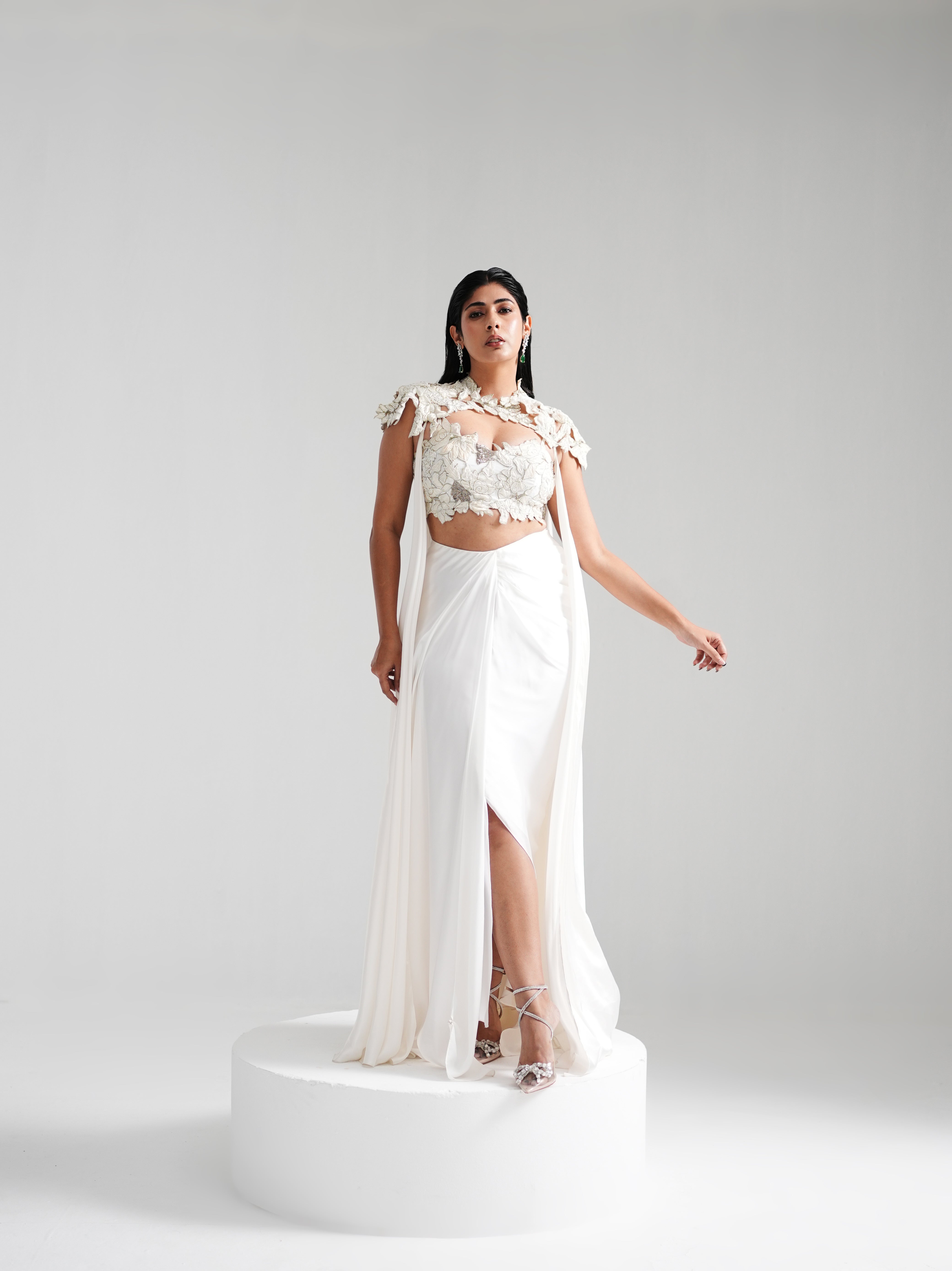 Nirvana - Ivory Cape Co-ord Lehenga