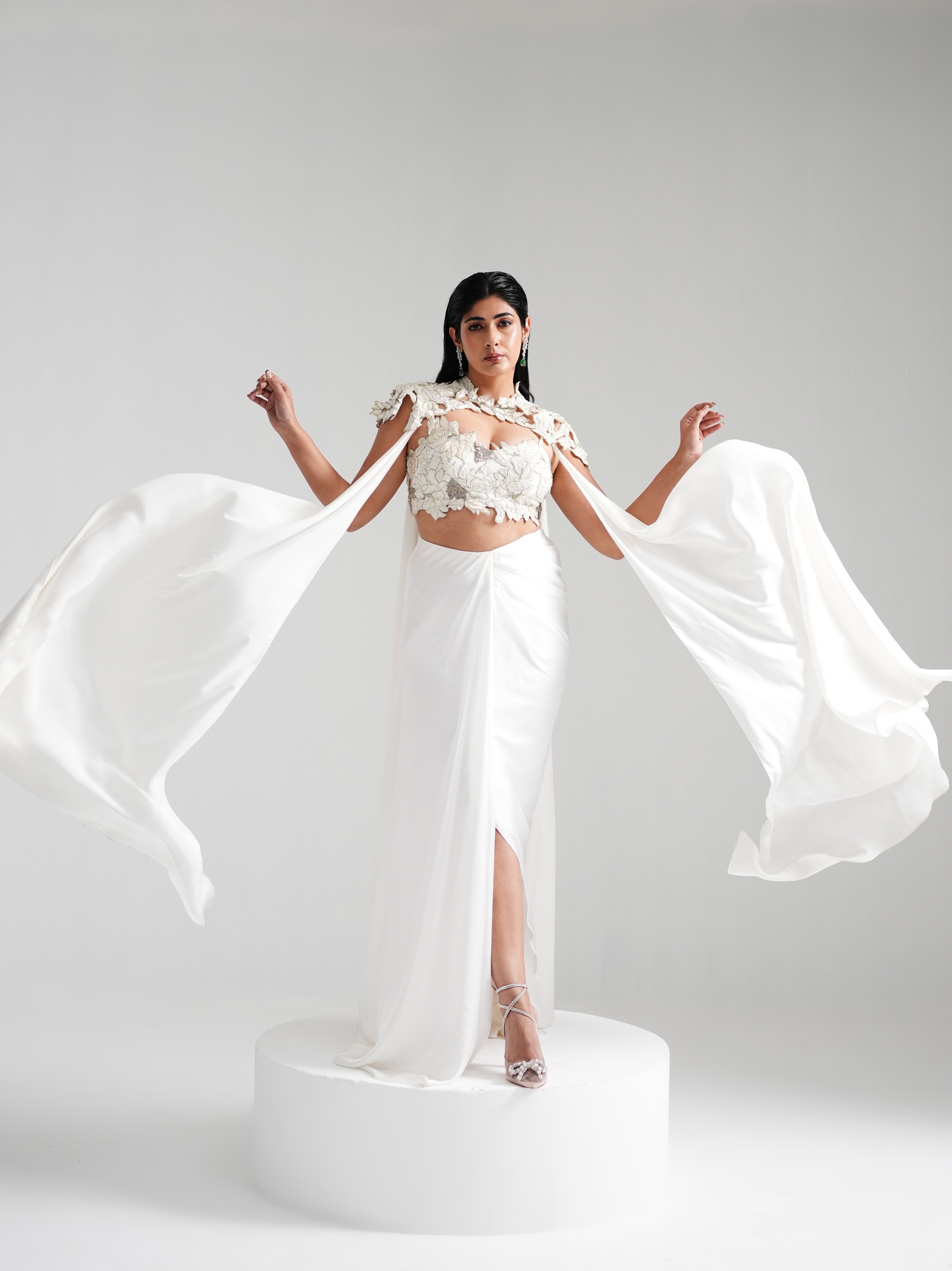Nirvana - Ivory Cape Co-ord Lehenga