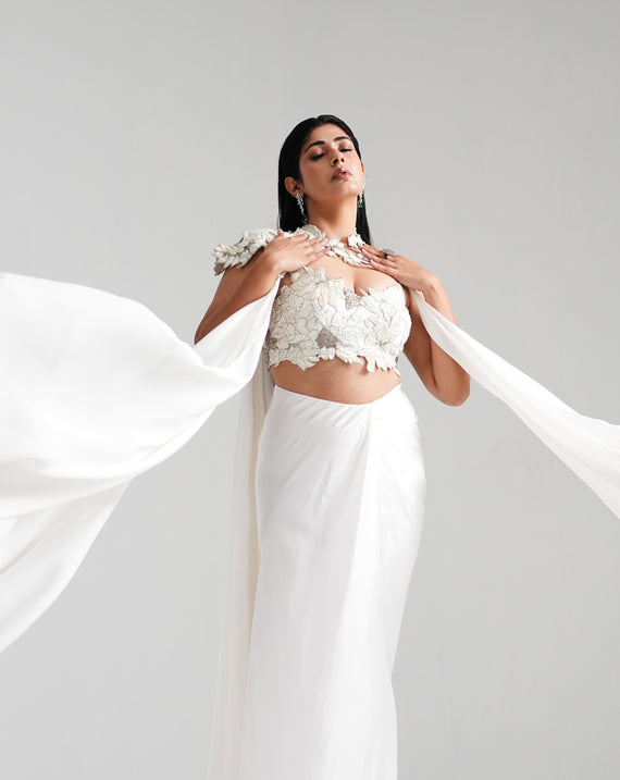 Nirvana - Ivory Cape Co-ord Lehenga