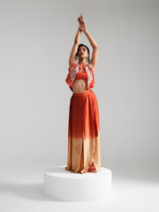 Fikr - Orange Satin Silk Co-Ord
