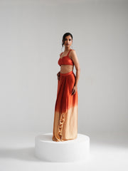Fikr - Orange Satin Silk Co-Ord