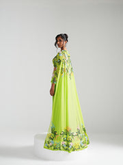 Guran - Silk Lime Corset Lehenga