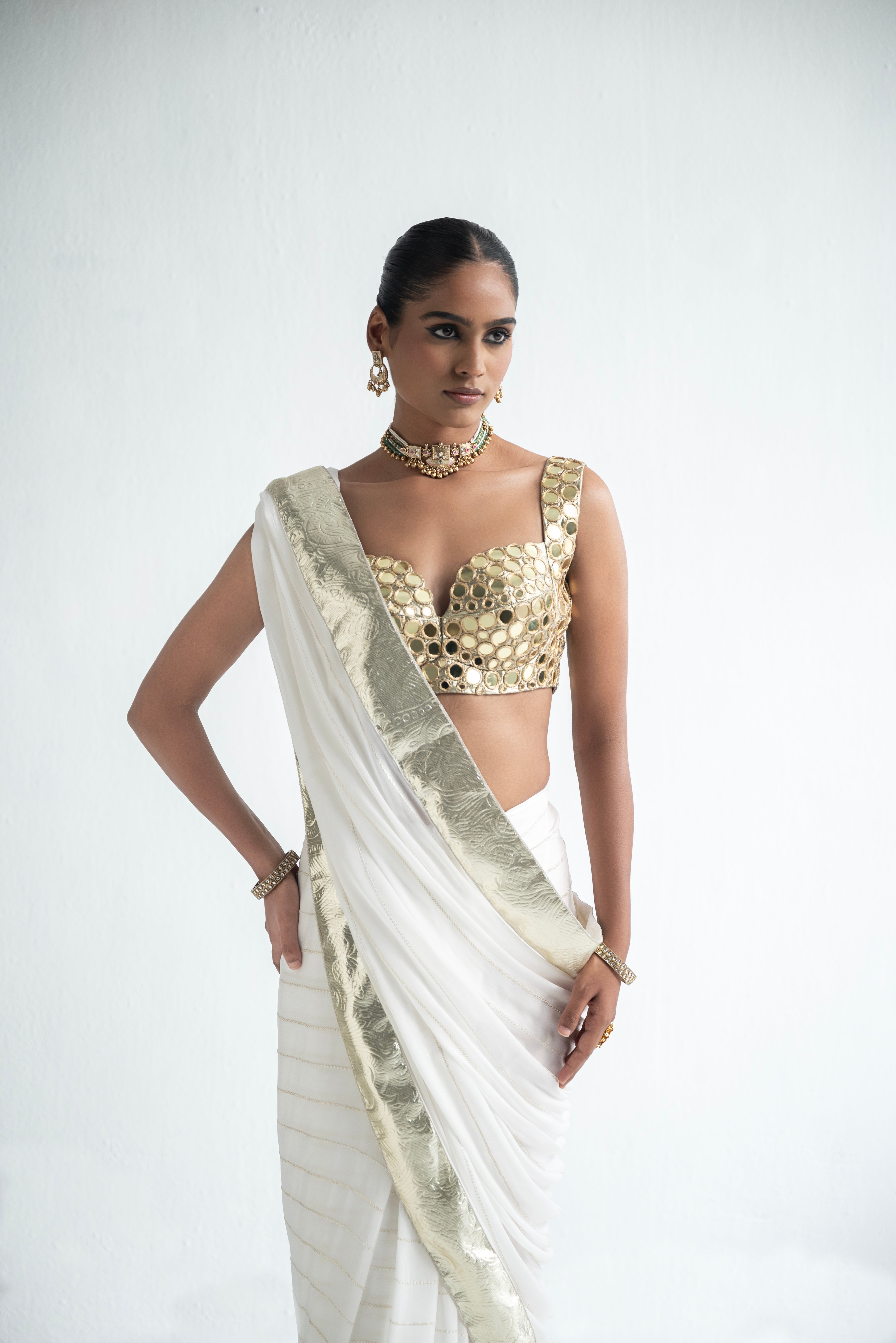 Chaand - Gold Mirror Saree