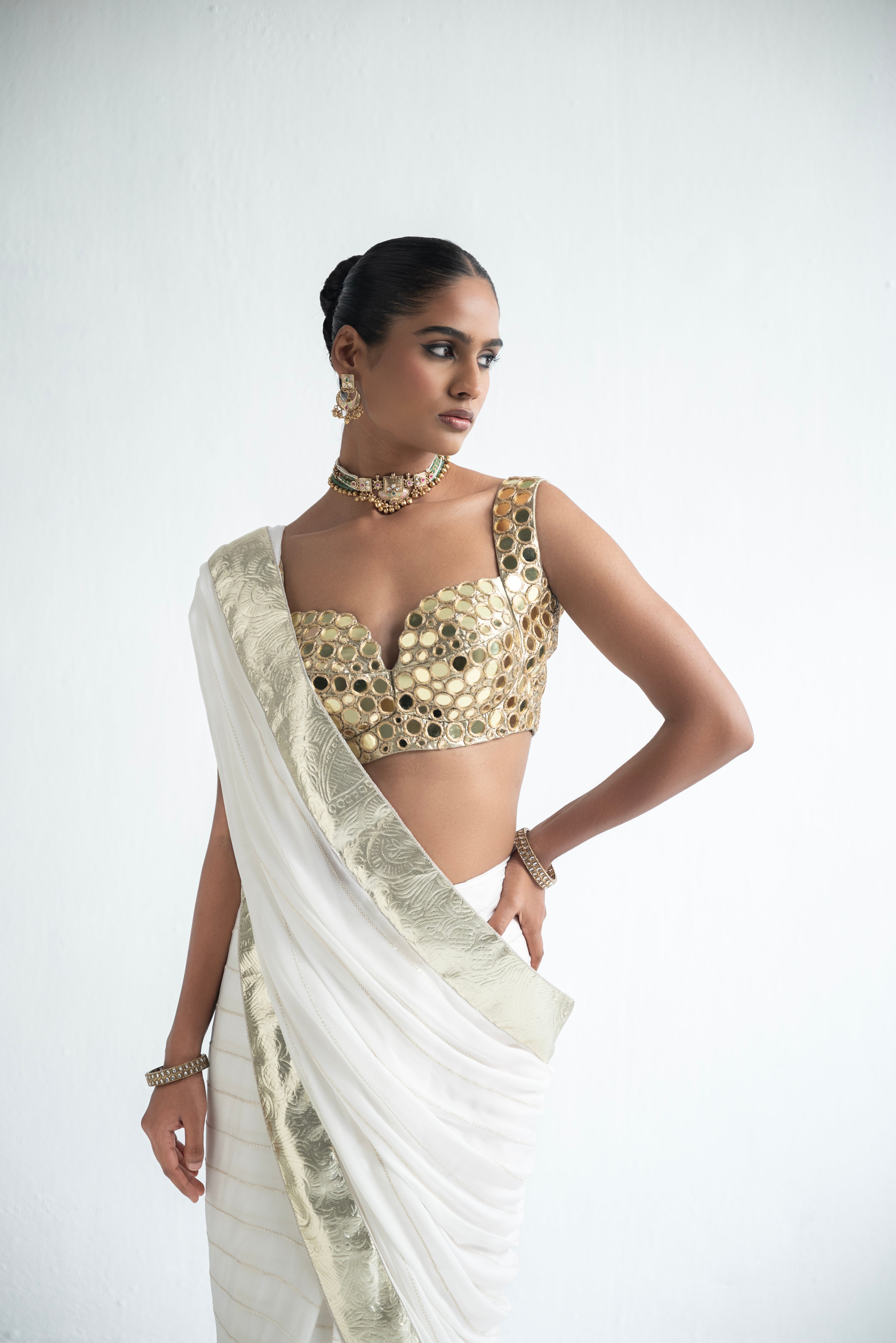 Chaand - Gold Mirror Saree
