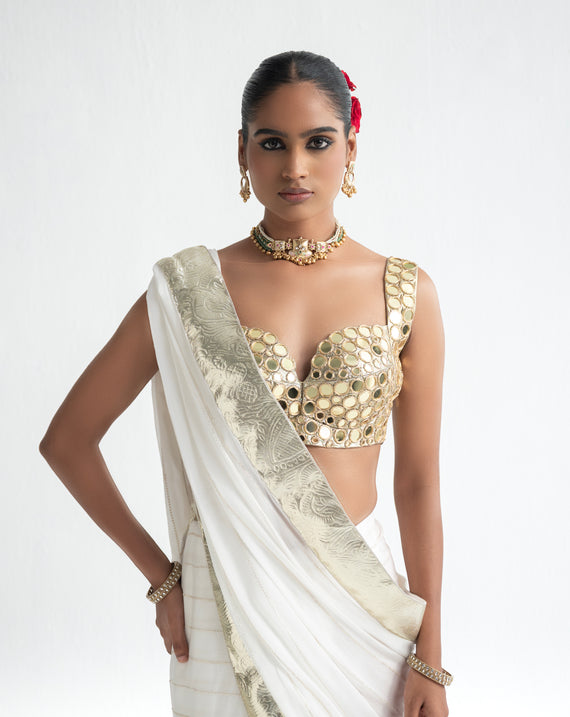 Chaand - Gold Mirror Saree