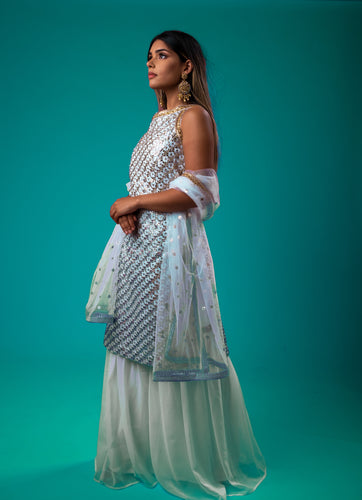 Ilana - White & Gold Sharara - TANTRUMTHELABEL